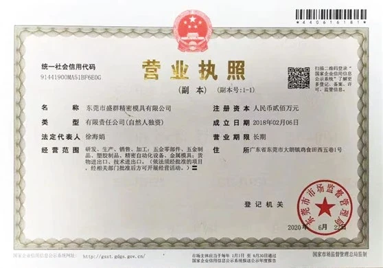 东莞市盛群精密模具有限公司营业执照